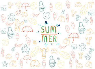 Naklejka na ściany i meble drawing summer icon, vector, illustrator