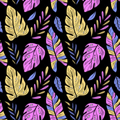 Seamless pattern nature plant.Botanical floral background.Design for home decor, fabric, carpet, wrapping.