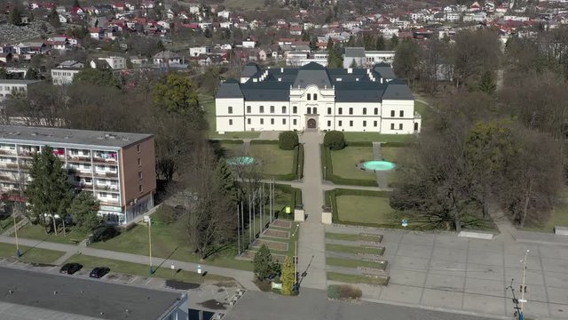 Aerial view of the castle in Humenne, Slovakia