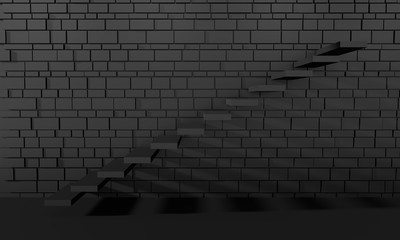 Outdoor view of part of wall with staircase. Abstract architectural background. Business success concept. 3D rendering