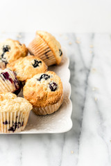 Blueberry Muffins Served On a Porcelain Plate