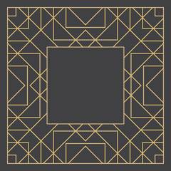 Gold decorative frame in art deco style.