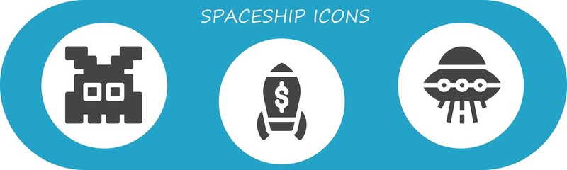 Modern Simple Set of spaceship Vector filled Icons