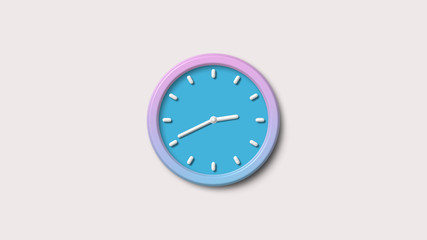 Aqua color 3d wall clock icon,White background 3d wall clock icon
