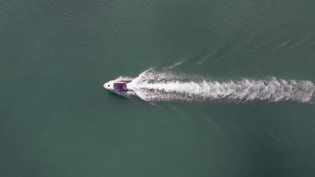 Bird's Eye View of a Speedboat at Sea