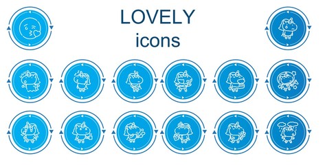 Editable 14 lovely icons for web and mobile