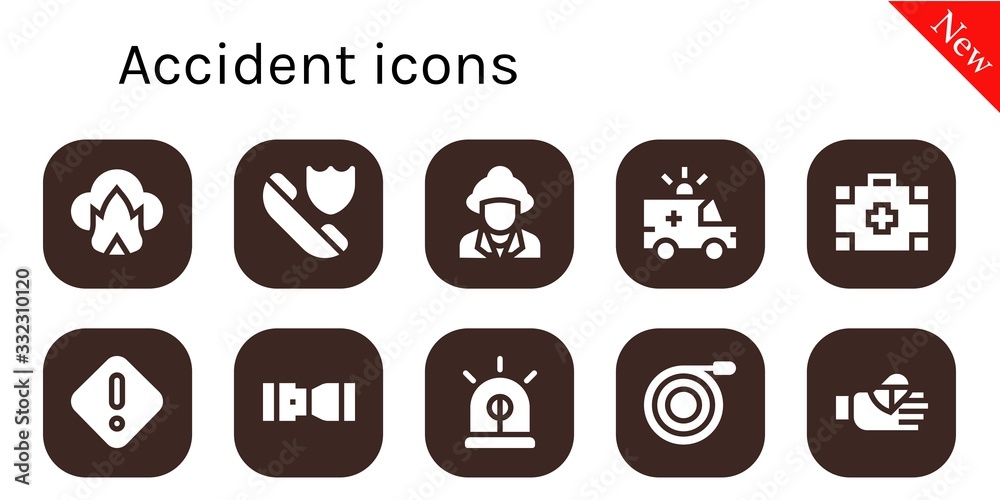 Poster Modern Simple Set of accident Vector filled Icons