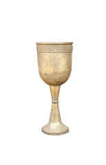Vintage brass wine glass isolated on white background , clipping path