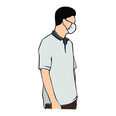 Man with mask drew icon vector 