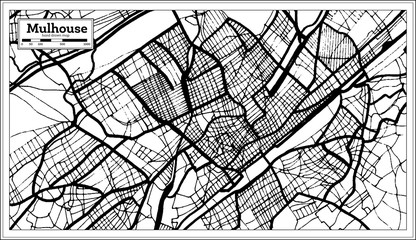 Obraz premium Mulhouse France City Map in Black and White Color in Retro Style. Outline Map.