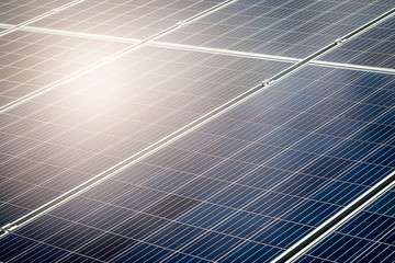 Solar Cell  for clean Energy with sky and mountain background