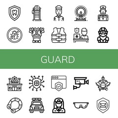guard simple icons set