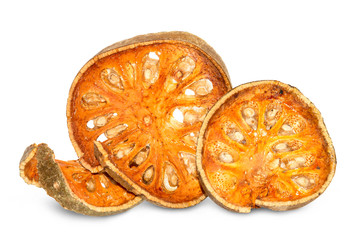 dried quince slices an isolated on white background