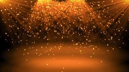 abstract of empty stage with colorful spotlights or Several bright projectors for scene lighting effects . can be used for display or montage your products