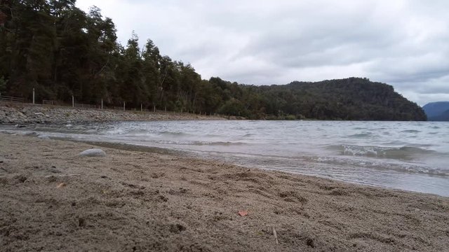 Correntoso lake coast in a cloudy day, Villa la Angostura, Patagonia Argentina