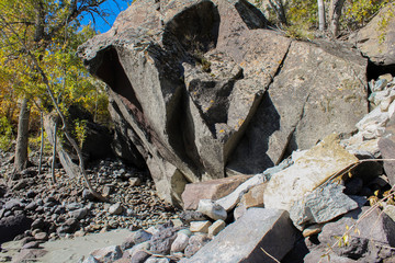 a huge stone broke away from the rock. natural monumentality