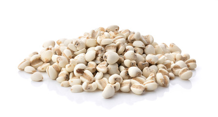 .Pile of Adlay millet ( pearl millet or Job's tears ) on white background