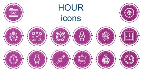 Editable 14 hour icons for web and mobile