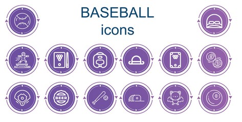 Editable 14 baseball icons for web and mobile