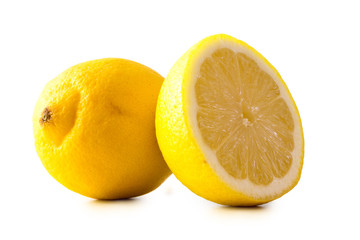 yellow lemon on white