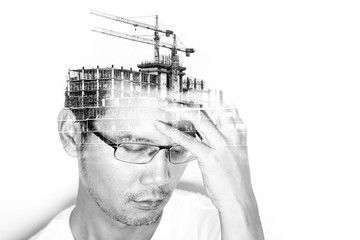 Concept of property development and construction business in crisis