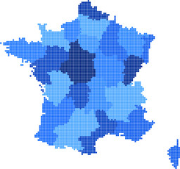 Fototapeta na wymiar Blue square France map on white background. Vector illustration.