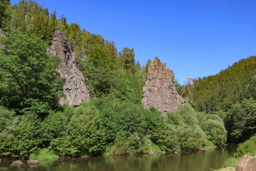 Fototapeta na wymiar Ohre river created deep canyon - Svatosske skaly (Jan Svatos cliffs), it is a national nature monument near Karlovy Vary, Czech republic.