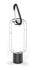 Blank promotional hand sanitizer plastic bottle for branding, 3d render illustration.