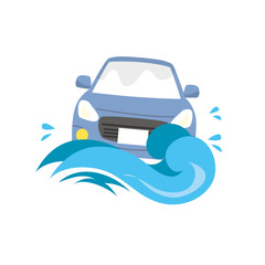 水害にあう　車　イラスト　自動車　自動車保険