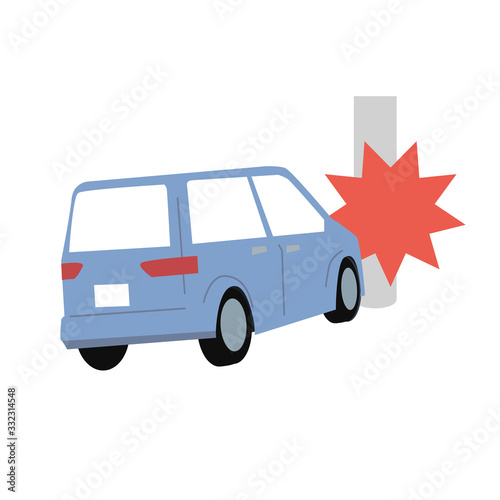 電柱にぶつかる車 自動車保険 イラスト ベクター 青 Accident Wall Mural Accide Matsu