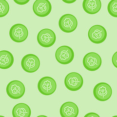 The outlines of the trees in the green background. Seamless pattern with plants . Vector illustration