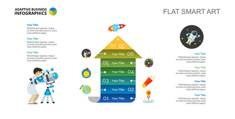 Arrow infographics. Step chart, diagram, layout. Creative concept for infographics, presentation. Can be used for topics like cosmonautics, science, space navigation.
