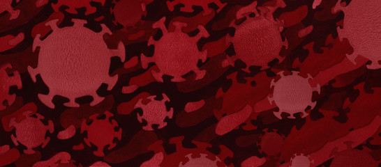 covid-19 coronavirus background with droplet virus illustration airborne over red blood.danger...
