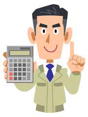 計算機を見せて説明する工務店の社員