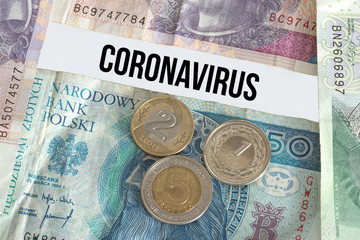 Geld Polnische Zloty und Coronavirus in Polen