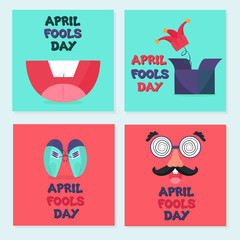 april fools day celebration set. flat design