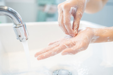 Hygiene,Hands of child girl rubbing her hands,washing frequently with an antiseptic soap,protection...