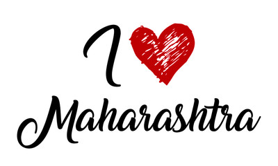 i love Maharashtra  Creative Cursive Typographic Template with red heart.