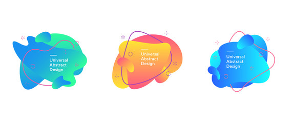 Abstract overlaid fluid shapes composition. Gradient dynamic forms, flowing liquid, flux lines. Trendy futuristic design for cover, print, wallpapers