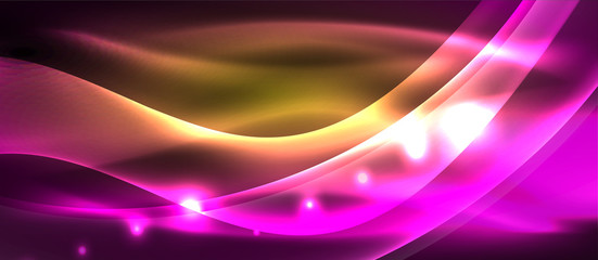 Abstract background. Shiny design neon waves with light effects, techno trendy design. Vector Illustration For Wallpaper, Banner, Background, Card, Book Illustration, landing page