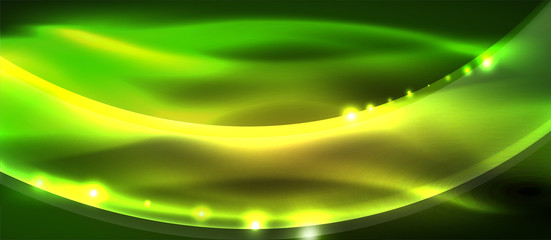 Abstract background. Shiny design neon waves with light effects, techno trendy design. Vector Illustration For Wallpaper, Banner, Background, Card, Book Illustration, landing page