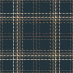 Behang Tartan Geruite patroon naadloze vectorafbeelding. Donker veelkleurige Schotse tartan geruite plaid in blauw en bruin voor flanellen overhemd of ander modern textielontwerp.