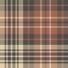 Plaid pattern background. Seamless herringbone tartan check plaid graphic in brown, brick orange, and beige for blanket, throw, duvet cover, or other modern autumn and winter textile design.