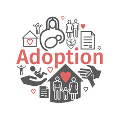 Adoption banner. Icons set. Vector signs for web graphics