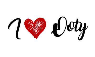 i love Ooty Creative Cursive Typographic Template with red heart.