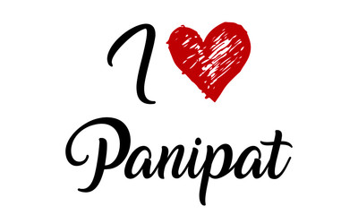 I Love Panipat red heart and Creative Cursive Typographic Template.