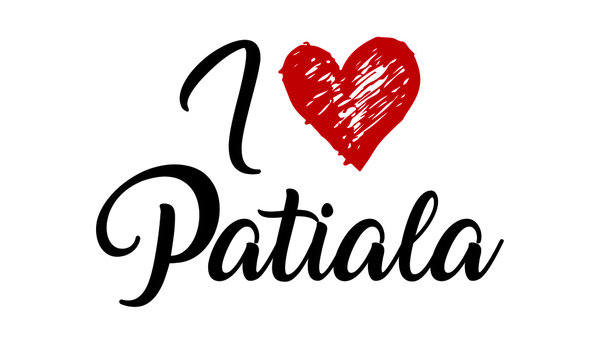 I Love Patiala red heart and Creative Cursive Typographic Template.