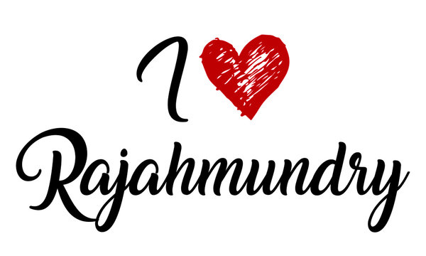 I Love Rajahmundry red heart and Creative Cursive Typographic Template.