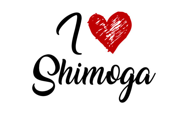 I Love Shimoga red heart and Creative Cursive Typographic Template.