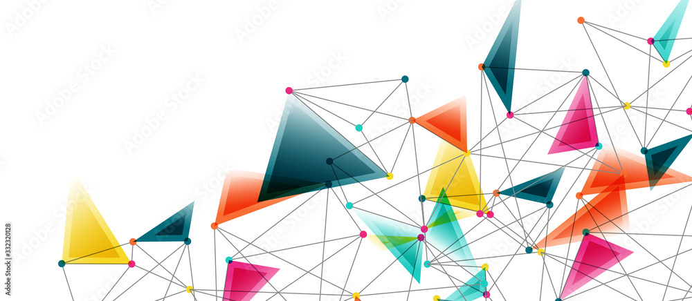 Aufkleber Line points connections, triangular technology design. Abstract geometric background